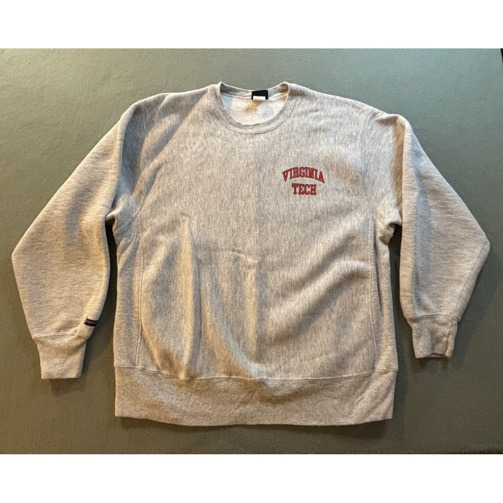 VTG JanSport Virginia Tech Hokies Sweatshirt Mens L Grey Heathered USA 90s